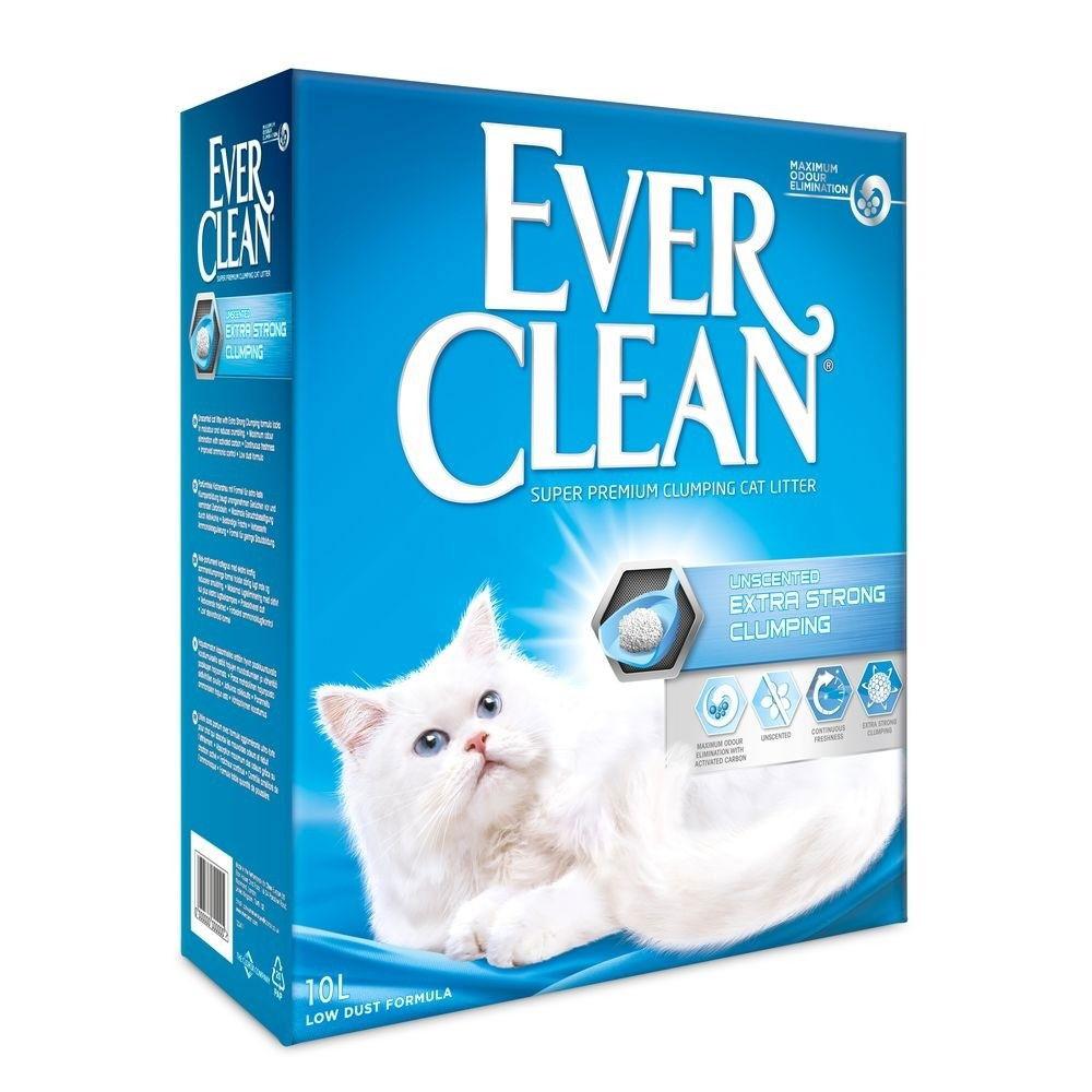 Säck med Ever Clean Extra Strong oparfymerad klumpande kattsand 10 liter