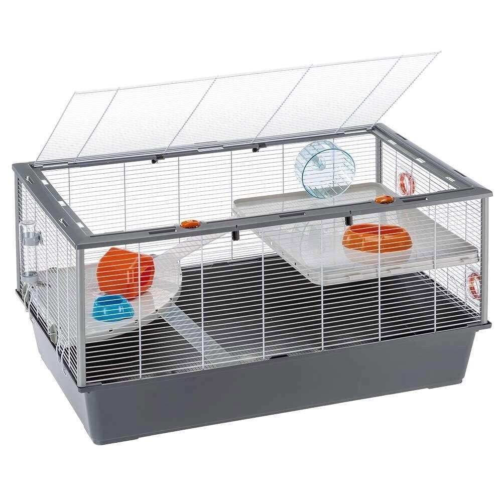 Ferplast Criceti 100 hamsterbur med tre våningsplan, löphjul och vattenflaska