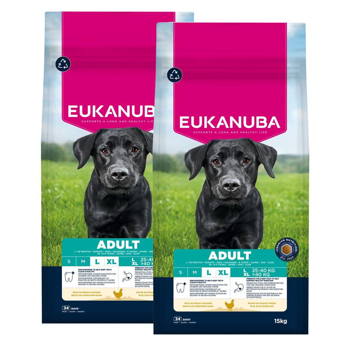 Eukanuba Dog Adult Large torrfoder till hund, dubbelpack 15 kilo