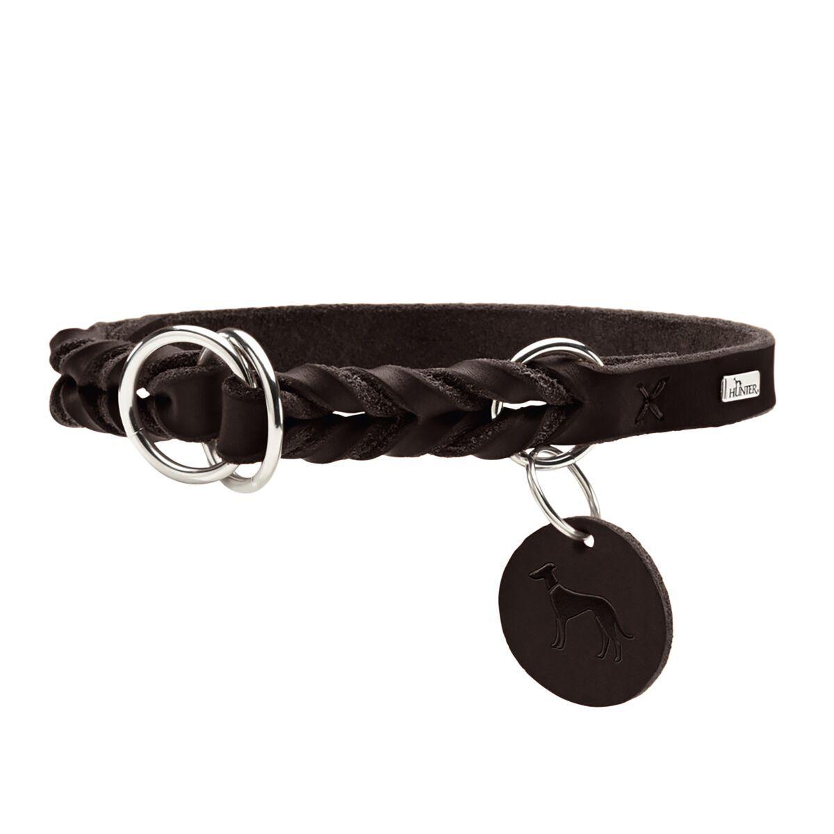 Mörkbrunt läderhalsband med halvstrypfunktion från Hunter Solid Education