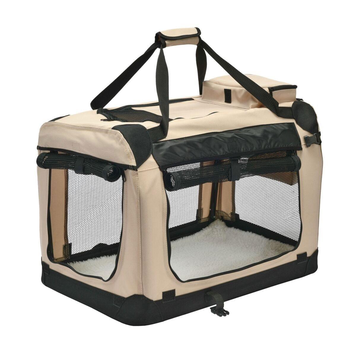 Little&Bigger SoftKennel hopfällbar tygbur i beige nylon
