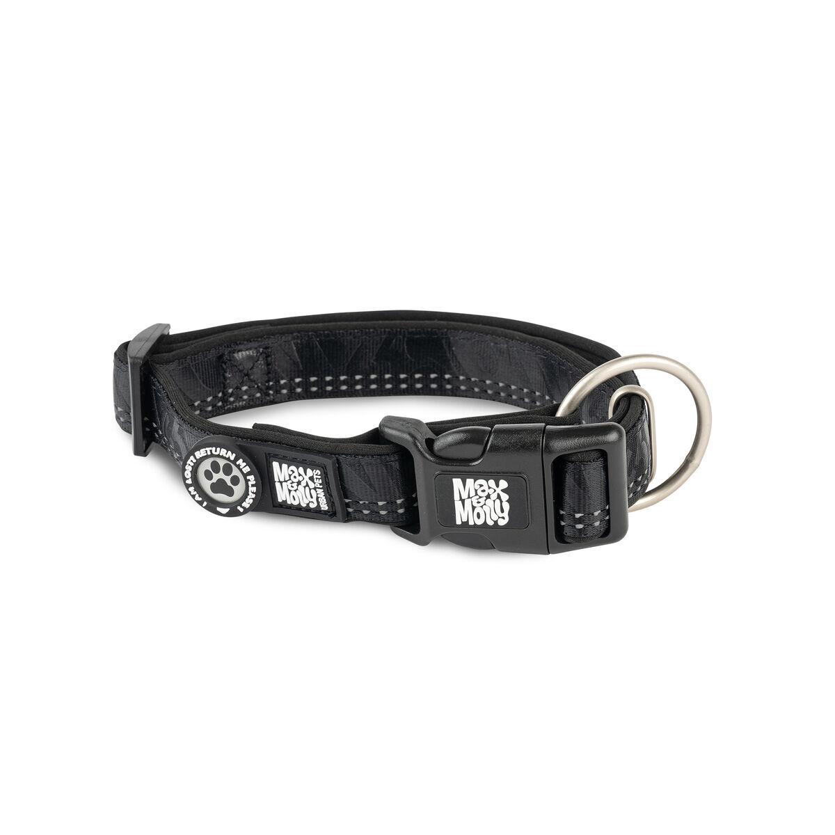 Svart halsband med Smart ID-bricka och QR-kod från Max & Molly