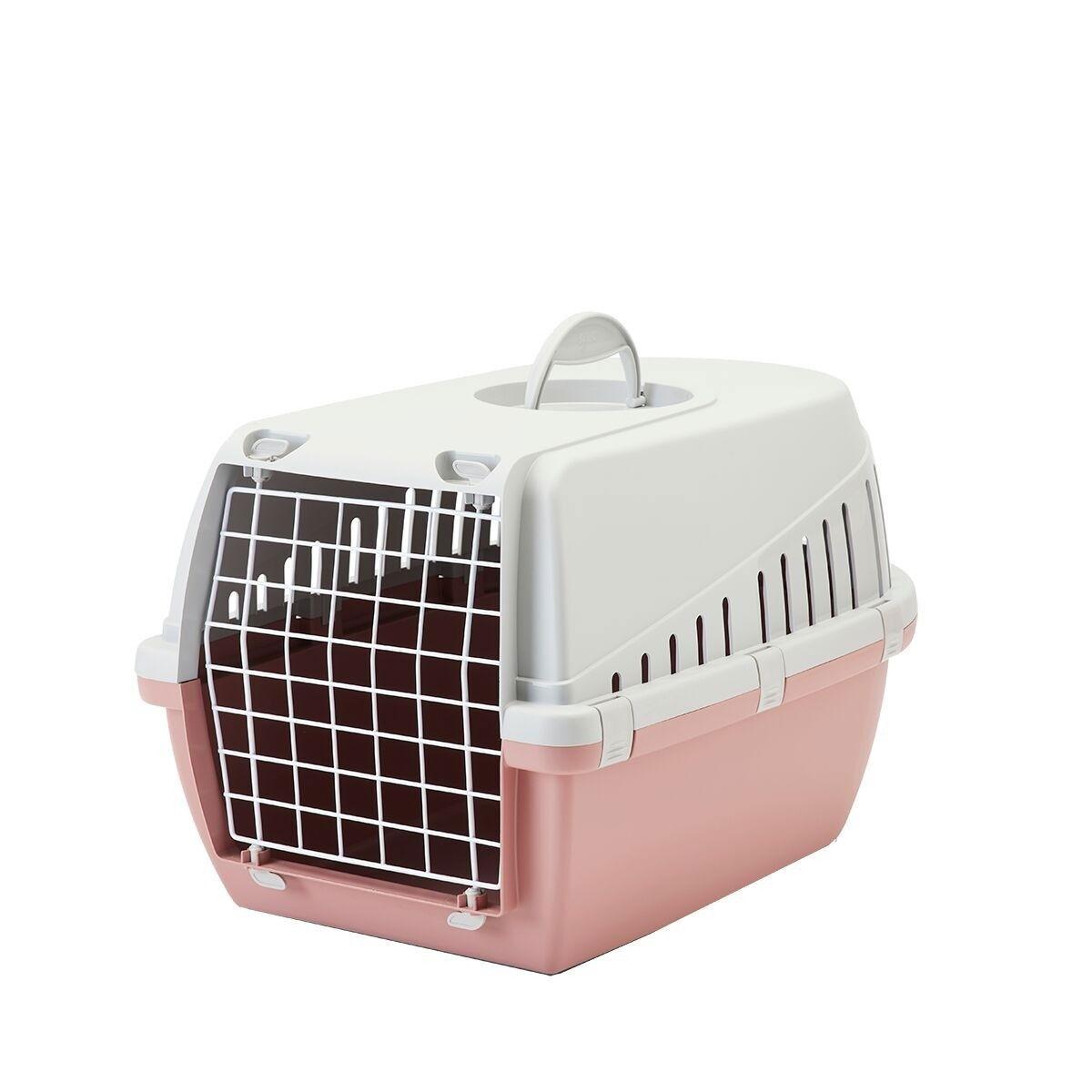 Savic Trotter transportbur i rosa och vitt med hjul för katt