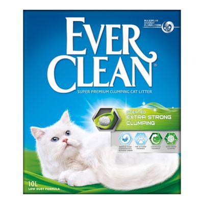Säck med Ever Clean Extra Strong Fresh Scent parfymerad klumpande kattsand 10 liter