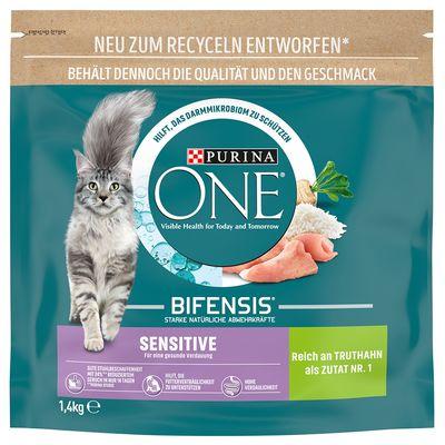 Påse med Purina ONE Sensitive torrfoder för katt