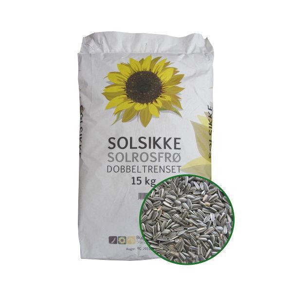 Säck med oskalat strimmigt solrosfrö till vildfåglar